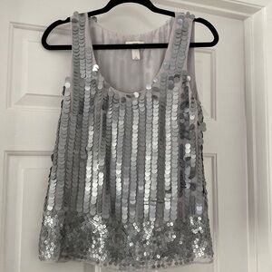 Ann Taylor Grey Sequin Top